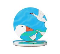 GGNKDL Happy White Goose Printing Car Coasters 2 assorbenti in ceramica antiscivolo per bevande, decorazioni per auto