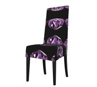 GGNKDL I coprisedie da ristorante con stampe viola con cristalli sono rimovibili, super elastici e lavabili, adatti per la cucina