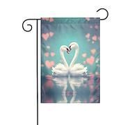 GGNKDL Il cigno innamorato stampa Bandiera da giardino decorazione cortile esterno adatto per tutte le stagioni 30,5 x 45,7 cm