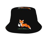 GGNKDL Little Fox Stealing Eggs Prints Summer Outdoor Travel Bucket Hat un cappello da spiaggia adatto sia per uomini che per donne nero
