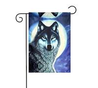 GGNKDL Lupo sotto la luna stampa Bandiera da giardino decorazione cortile esterno adatto per tutte le stagioni 30,5 x 45,7 cm