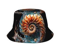 GGNKDL Meraviglioso cappello alla pescatora da viaggio estivo con stampe di conchiglie, un cappello da spiaggia adatto sia per uomini che per donne, nero