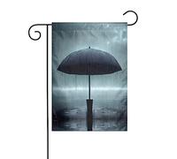 GGNKDL Ombrello nero sotto la pioggia stampa Bandiera da giardino decorazione cortile esterno adatto per tutte le stagioni 30,5 x 45,7 cm