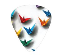 GGNKDL Origami Thousand Paper Crane Prints Plettro per chitarra 12 pezzi con tre combinazioni di plettri di spessore adatto per basso e ukulele