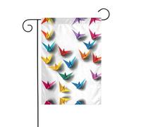 GGNKDL Origami Thousand Paper Crane stampa Bandiera da giardino decorazione cortile esterno adatto a tutte le stagioni 30,5x45,7 cm