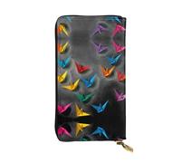 GGNKDL Origami Thousand Paper Crane stampa Portafoglio lungo in pelle da donna borsa con cerniera per carta di credito di grande capacità