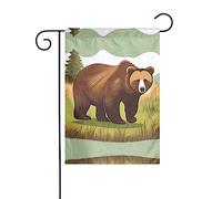 GGNKDL Orso bruno che cammina stampa Bandiera da giardino decorazione cortile esterno adatto per tutte le stagioni 30,5 x 45,7 cm