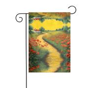 GGNKDL Papaveri Campo Giallo Mattoni Stampa Strada Bandiera Giardino Decorazione Cortile Esterno Adatto a tutte le stagioni 30,5x45,7 cm