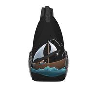 GGNKDL Piccola barca a vela tra le onde Borsa a tracolla a croce adatta per uomini e donne, adatta per borse fitness e escursioni