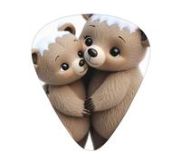 GGNKDL Plettro per chitarra con scritta "Mother bear hugs the little bear", 12 pezzi con tre combinazioni di plettri di spessore, adatto per basso e ukulele
