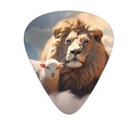 GGNKDL Plettro per chitarra Lamb with A Lion On The Clouds Prints 12 pezzi con combinazioni di plettri a tre spessori adatti per basso e ukulele