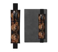 GGNKDL Portapenne in pelle con motivo The Lion's Gaze per diari, diari, agende, con cinturino regolabile, Nero , Taglia unica