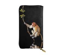 GGNKDL Proboscis Monkey printing Donna in pelle lungo portafoglio palmare grande capacità carta di credito borsa con cerniera