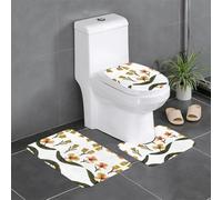 GGNKDL Set di 3 tappeti da bagno con motivo a fiori strani, antiscivolo, facili da pulire e mantenere, bloccano l'umidità e durevoli