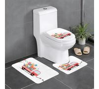 GGNKDL Set di 3 tappeti da bagno con motivo camion con fiori, antiscivolo, facili da pulire e mantenere, bloccano l'umidità e durevoli