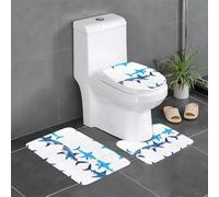 GGNKDL Set di 3 tappeti da bagno con motivo tribale squalo, antiscivolo, facili da pulire e mantenere, bloccano l'umidità e durevoli