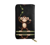 GGNKDL Smart little scimmia stampa donna in pelle lungo portafoglio palmare grande capacità carta di credito cerniera borsa
