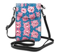 GGNKDL Smile stampa maiale rosa borsa a tracolla, borsa per cellulare, piccolo portafoglio da donna, un regalo pratico adatto per uscire, allenarsi e fare shopping