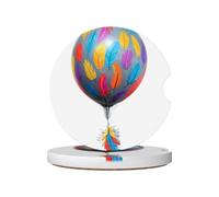 GGNKDL Sottobicchieri ceramici assorbenti della bevanda di slittamento dei sottobicchieri 2 dell'automobile di stampa del pallone della piuma, decorazioni dell'automobile