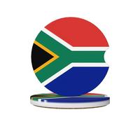 GGNKDL Sottobicchieri dell'automobile di stampa della bandiera del Sud Africa 2 assorbenti ceramici anti slittamento della bevanda, decorazioni dell'automobile