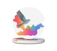 GGNKDL Sottobicchieri per auto con colombe volanti tra nuvole colorate, 2 assorbenti in ceramica antiscivolo, decorazioni per auto