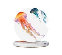 GGNKDL Sottobicchieri per auto con stampa di meduse di vita marina, 2 assorbenti in ceramica antiscivolo, decorazioni per auto