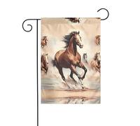 GGNKDL Stampa di cavallo marrone rampante bandiera da giardino decorazione cortile esterno adatto per tutte le stagioni 30,5 x 45,7 cm
