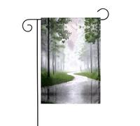 GGNKDL Stampa di foresta fresca dopo la pioggia Bandiera da giardino decorazione per cortile esterno adatta per tutte le stagioni 30,5 x 45,7 cm