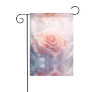 GGNKDL Stampa di rose bianche Bandiera da giardino decorazione per cortile esterno adatta a tutte le stagioni 30,5 x 45,7 cm