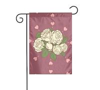 GGNKDL Stampa rosa bianca dell'amore bandiera da giardino decorazione cortile esterno adatto per tutte le stagioni 30,5 x 45,7 cm