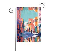 GGNKDL Stampa vivace della città Bandiera da giardino decorazione per cortile esterno adatta a tutte le stagioni 30,5 x 45,7 cm