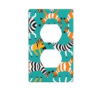 GGNKDL stampa zebra a due teste Copertura elettrica domestica del pannello di parete dell'incavo doppio durevole per le prese decorative ed i commutatori
