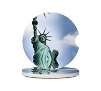 GGNKDL Statua della Libertà a New York Stampa Sottobicchieri Auto 2 Assorbenti Ceramica Anti Slip Bevande Pads, Decorazioni Auto