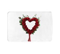 GGNKDL Tappetino antiscivolo con stampa bouquet a forma di cuore, per interni ed esterni, adatto per ingressi di camera da letto e bagno, 40,6 x 61 cm