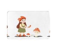 GGNKDL Tappetino antiscivolo La bambina raccoglie funghi stampa per interni ed esterni, adatto per ingressi camera da letto e bagno, 40,6 x 61 cm