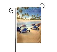 GGNKDL Tartarughe sulla spiaggia Stampa Bandiera da giardino decorazione cortile esterno adatto per tutte le stagioni 30,5 x 45,7 cm