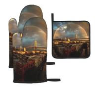 GGNKDL The Rainbow After The Rain Printing Baking Set di tre pezzi, adatto per cucina, spesso e durevole, buon isolamento, adatto per cucina e forni a microonde