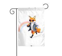 GGNKDL Una volpe che ama la stampa sportiva Bandiera da giardino decorazione per cortile esterno adatta per tutte le stagioni 30,5 x 45,7 cm