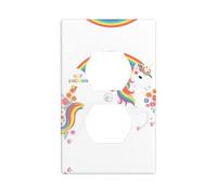 GGNKDL Unicorni attraverso la stampa arcobaleno Copertura di alimentazione domestica del pannello a parete doppia dell'incavo durevole per le prese decorative e gli interruttori