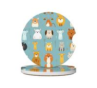 GGNKDL Vari animali del fumetto che stampano i sottobicchieri dell'automobile 2 assorbenti ceramici anti slittamento della bevanda pad, decorazioni dell'automobile