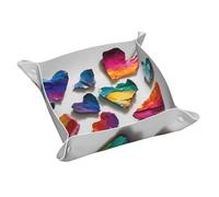 Ggnkdl Vassoio portaoggetti in pelle con stampa colorata Pieces of Love, in PVC di media qualità, double-face, per una comoda conservazione e organizzazione