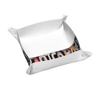 Ggnkdl Vassoio portaoggetti in pelle con stampa di lettere inglesi, piccolo vassoio in pelle PVC di qualità su entrambi i lati per una comoda conservazione e organizzazione