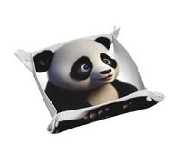 Ggnkdl Vassoio portaoggetti in pelle con stampa di panda rosso, vassoio in pelle PVC di media qualità su entrambi i lati per una comoda conservazione e organizzazione