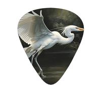 GGNKDL White Heron Prints - Plettro per chitarra, 12 pezzi, con tre combinazioni di plettri di spessore, adatto per basso e ukulele