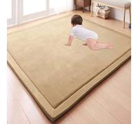 GGoty, Grande tappeto da gioco per bambini in velluto di corallo, spesso e antiscivolo, ideale per far gattonare i bambini e per fare yoga, per studio, cucina, nursery (80 x 200 x 2 cm, kaki)