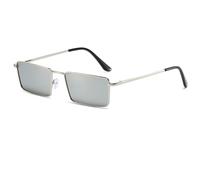 Ggpyyon Occhiali da sole alla moda rettangolari stretti da donna uomo retrò anni '80 anni '90 oro occhiali da sole Y2K Sunnies, Argento/Specchiato