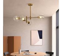 GGQEM Lampadari a Sospensione, Lampada a Sospensione Sputnik a 4 luci, lampadario Moderno in Oro, Paralume in Vetro, lampadario lineare di metà secolo per Sala da Pranzo, Cucina, Camera