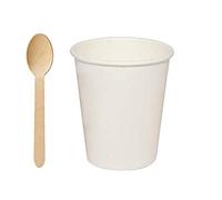 Ggroup 100 Bicchieri Carta Grandi 350 ML Ideali per BIBITE Calde o Fredde, Granite,Frappe',Coffee TO Go Ready 12oz + 100 CUCCHIAI Legno 160mm