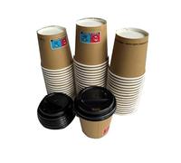 Ggroup 100 Bicchieri Carta per Caffe' con Coperchio Hot Cup 100 ML 4 oz Ideali per Bevande Calde