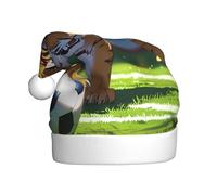 GGsdaf Cucciolo di tigre che gioca a calcio Cappelli di Babbo Natale, perfetti per feste di Natale, feste di Capodanno e decorazioni per feste aziendali
